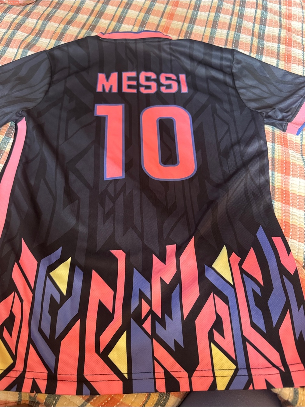 MESSI Kids' Number 10 Black Pink Graphic Soccer Jersey